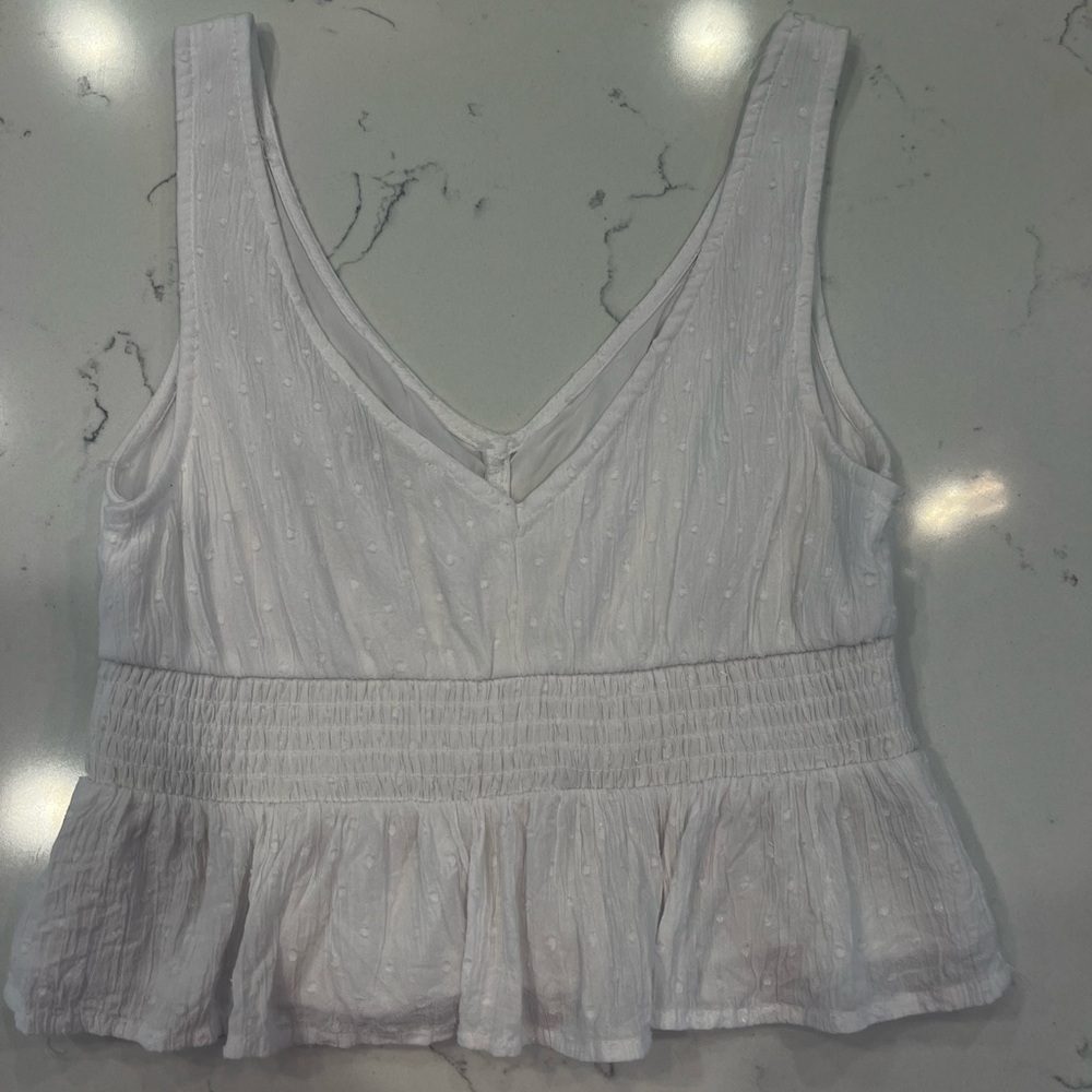 Hollister White Floral Cropped Tank